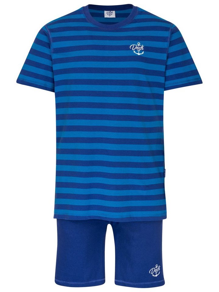 Dock13 Pyjama Dock13 Zweiteiliger Herren Schlafanzug Kurz (Zweiteiliges-Set, 2 tlg) Logo Webbung,Logo gestickt,Hose mit Taschen von Dock13