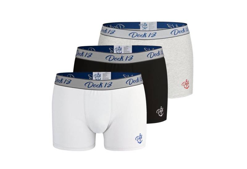 Dock13 Retro Boxer Dock13 Männer Unterhosen (3er Pack Boxershorts (3er-Set, 3-St., 3er-Pack) gewebter Bund, Logo als Stickerei von Dock13