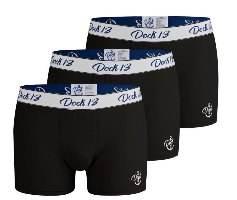 Dock13 Retro Boxer Dock13 Männer Unterhosen (3er Pack Boxershorts (3er-Set, 3-St., 3er-Pack) gewebter Bund, Logo als Stickerei von Dock13