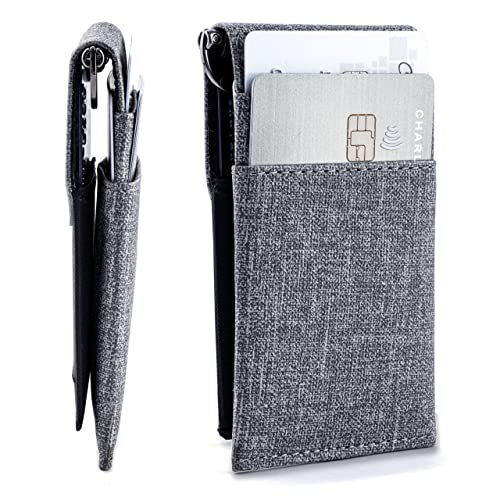 Dockem The Latcher: Minimalistischer Brieftaschen- und Kartenetui-Begleiter (Kunstleder im Canvas-Stil) Luxe Grau von Dockem
