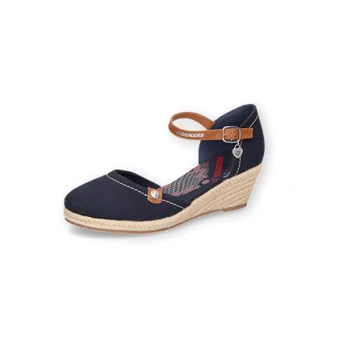 Dockers by Gerli Damen Keilsandalen, Frauen Sandalen,freizeitschuhe,offene schuhe,keilsandaletten,keilabsatz,wedge-heel,navy/rot,37 EU von Dockers by Gerli