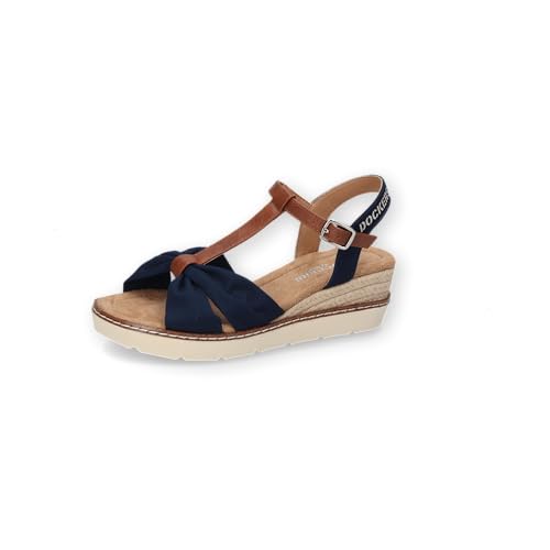 Dockers by Gerli Damen Keilsandalen, Frauen Sandalen,offene Schuhe,Strandschuhe,Keilsandaletten,Keilabsatz,Wedge-Heel,hoch,Navy,37 EU von Dockers by Gerli