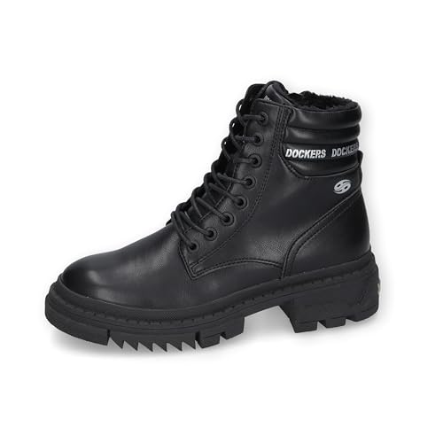 Dockers by Gerli Damen Combat Boots, Frauen Stiefeletten,warm gefüttert,uebergangsschuhe,uebergangsstiefel,schnürstiefel,schwarz,38 EU von Dockers by Gerli