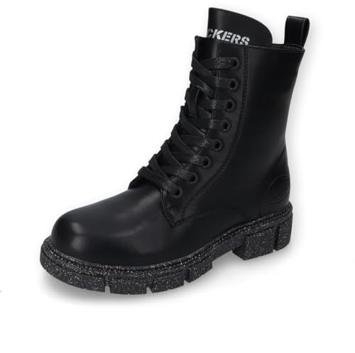 Dockers by Gerli Unisex - Kinder Combat Boots, Jungen,Mädchen Stiefeletten,warm gefüttert,kurzstiefel,uebergangsschuhe,schwarz,36 EU von Dockers by Gerli