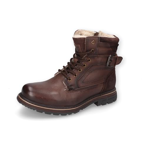 Dockers by Gerli Herren Combat Boots, Männer Stiefeletten,warm gefüttert,winterschuhe,stiefel,bootee,booties,halbstiefel,braun,44 EU von Dockers by Gerli