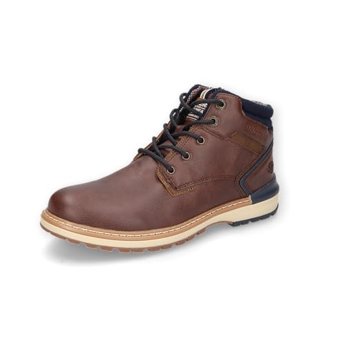 Dockers by Gerli Herren Combat Boots, Männer Stiefeletten,halbstiefel,Kurzstiefel,uebergangsschuhe,uebergangsstiefel,Cognac/blau,46 EU von Dockers by Gerli