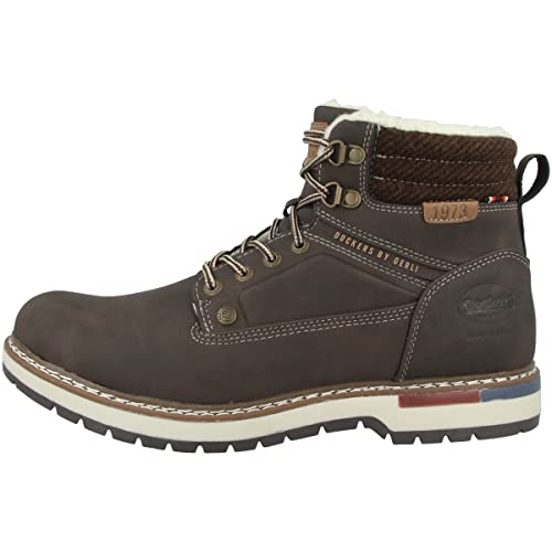 Dockers by Gerli Herren Combat Boots, Männer Stiefeletten,warm gefüttert,winterstiefel,winterschuhe,bootee,booties,dunkelbraun,44 EU von Dockers by Gerli