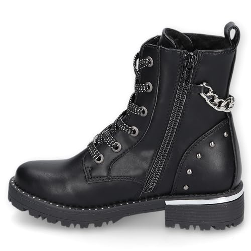 Dockers by Gerli Mädchen Combat Boots, Kinder Stiefeletten,uebergangsschuhe,uebergangsstiefel,schnürstiefel,stiefel,schwarz,34 EU von Dockers by Gerli