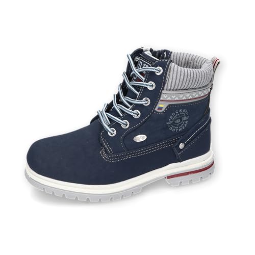 Dockers by Gerli Unisex - Kinder Schnürstiefel, Jungen,Mädchen Stiefeletten,wasserabweisend,uebergangsstiefel,schnürboots,navy,39 EU von Dockers by Gerli