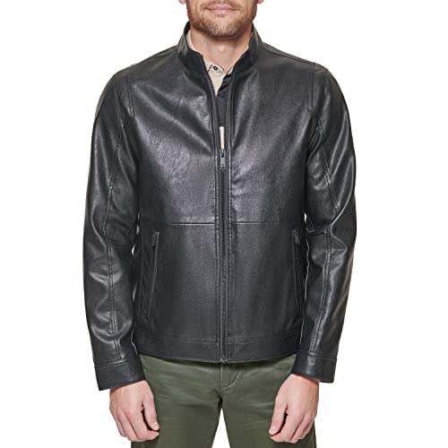 DOCKERS Herren Dylan Racer Jacke aus Kunstleder Kunstlederjacke, Schwarz, L von Dockers