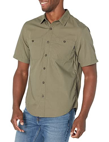 Dockers Men's Regular Fit Short Sleeve Utility Shirt, (New) Camo Green-Solid (Rip Stop), Large von Dockers