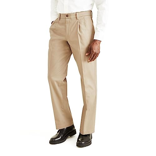 dockers Herren Classic Fit Signature Khaki 2.0 Pants-Pleated Crease Freizeithosen, Holzwolf, 32W / 34L von Dockers
