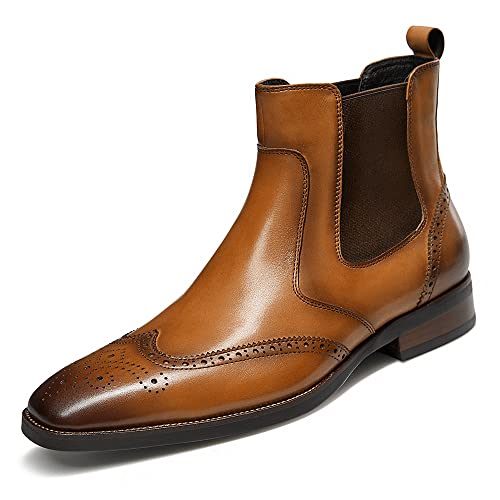 Dockorio Chelsea-Stiefel für Herren, Leder, formelle Anzug-Stiefel, Braun, 42.5 EU von Dockorio