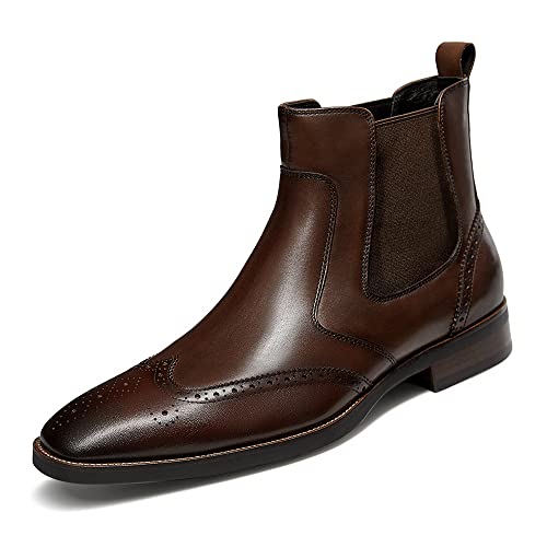 Dockorio Chelsea-Stiefel für Herren, Leder, formelle Anzug-Stiefel, Dunkelbraun, 44.5 EU von Dockorio