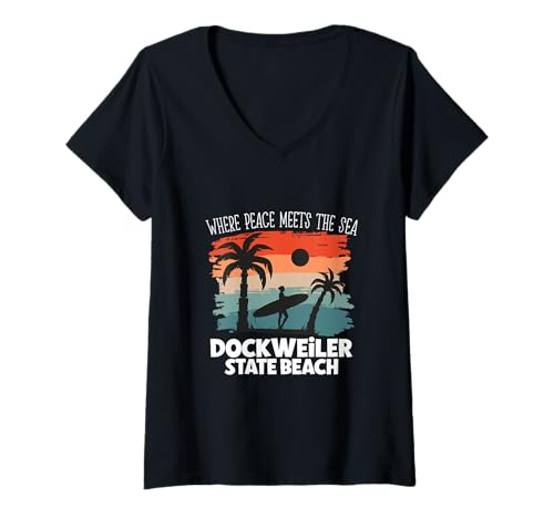 Damen Friede am Meer - Dockweiler State Beach T-Shirt mit V-Ausschnitt Damen Friede am Meer - Dockweiler State Beach T-Shirt mit V-Ausschnitt von Dockweiler State Beach in California Designs