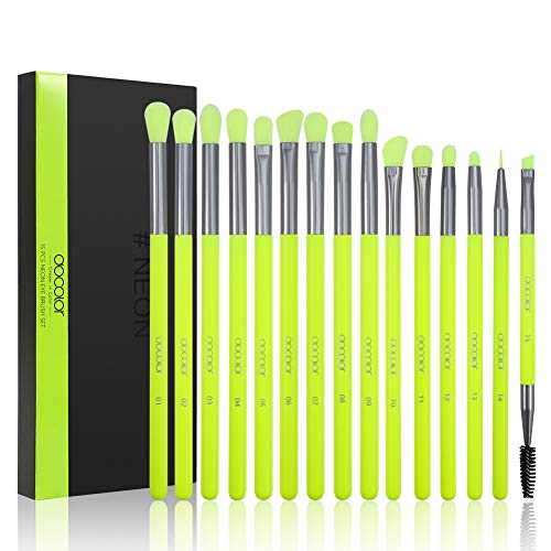 Docolor Lidschatten Pinselset 15pcs Augen Make Up Pinsel Augenpinsel Set für Lidschatten,Augenbraue,Eyeliner,Blending,Grün von docolor