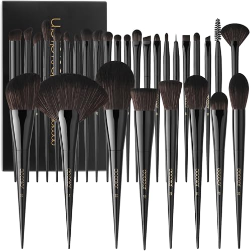 Docolor Makeup Pinsel 30 Stück professionelle Makeup Pinsel Set Premium Synthetisches Haar Kabuki Gesicht erröten Lidschatten Stiftung Pulver Kosmetik Make Up Pinsel Kit, schwarz Obsidian Serie von docolor