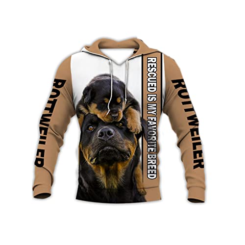 3D All Over Printed Rottweiler Hoodies Harajuku Zip Hoodie Unisex Casual Pullover Herbst Jacke, Hoodie, XL von Docorou