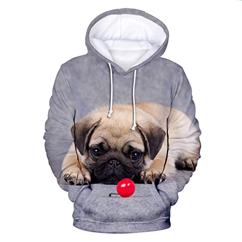 3D Mops Hoodies Herren Damen Sweatshirts Harajuku Hoodie Pullover Herbst 3D Mops Hooded Casual Streetwear Tops, 3d9, L von Docorou