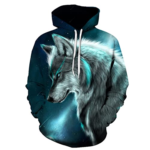 Coole Wolf Hoodies Herren Damen Bright Wolf Mode Handsome Wolf Hoodies Frühling Herbst Pullover Sweatshirts, Farbe: 20, XL von Docorou