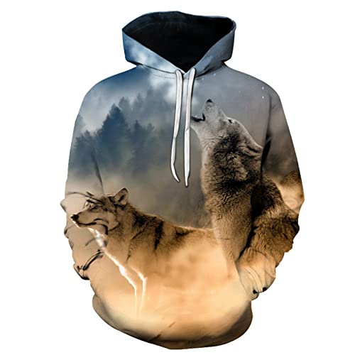 Coole Wolf Hoodies Herren Damen Bright Wolf Mode Handsome Wolf Hoodies Frühling Herbst Pullover Sweatshirts, Farbe: 22, M von Docorou