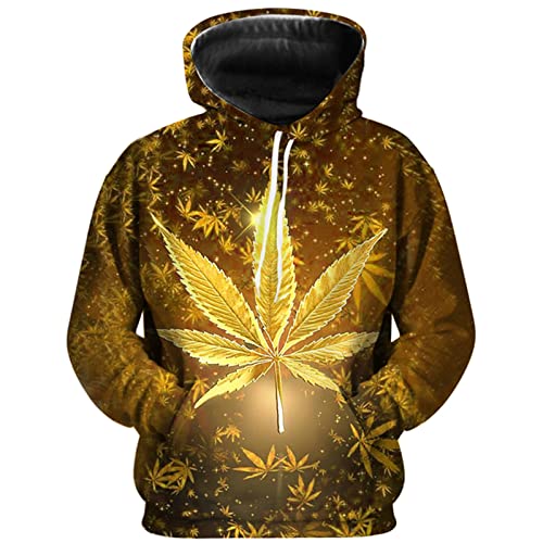 Docorou 3D-Druck Weed Hoodies Tops Pullover Herren Damen Kapuzen-Sweatshirts Casual Green Weed Leaf Hoodies Jacke Homme, W2849, XXL von Docorou