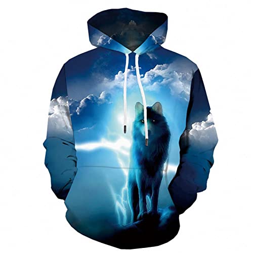 Frühling Herbst Weltraum Wolf Hoodie 3D Gedruckt Oversized Sweatshirt Trendy Kapuzenpullover Jacke Unisex, WX0131, M von Docorou