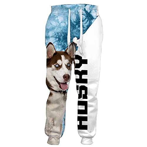 Husky Hundehose Herren Damen 3D Druck Haustier Hund Herbst Sweathose Harajuku Streetwear Stil Hip Hop Jogginghose, Hose 3, 58 von Docorou