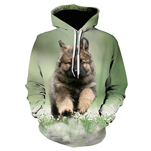 Modische Herren-Kapuzenpullover mit 3D-Hundemotiv, lockere Passform, Herbst-Sweatshirt für Herren, Streetwear, lustiger Kapuzenpullover, 12e, XL von Docorou