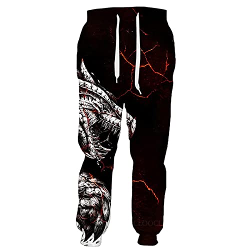 Tier Wolf und Drache 3D Druck Männer Frauen Hosen Harajuku Jogging Männer Hosen Streetwear Sweatpants, Hose 4, 34-37 von Docorou