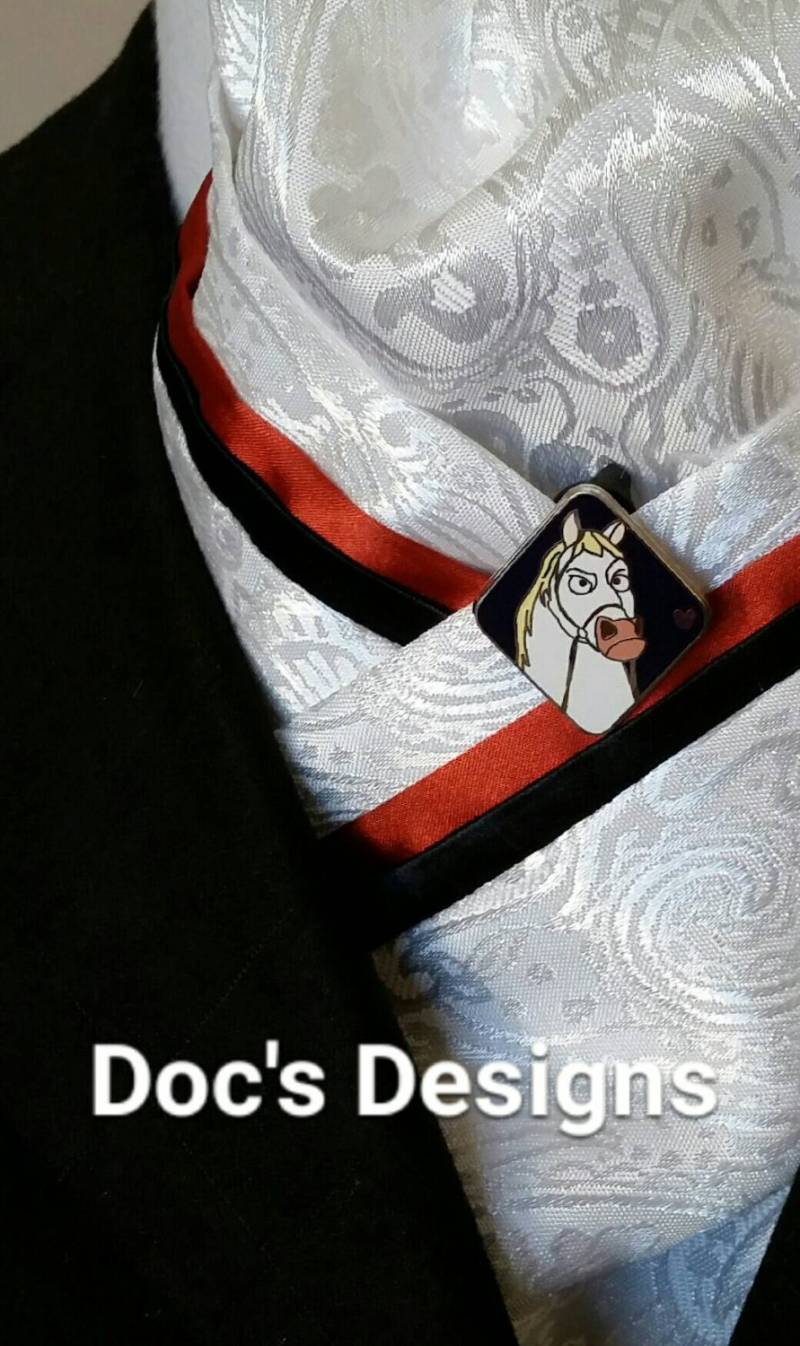 Doc Es Designs Weiß Paisley, Burnt Orange Und Schwarz Dressur Plastron von DocsDesigns1