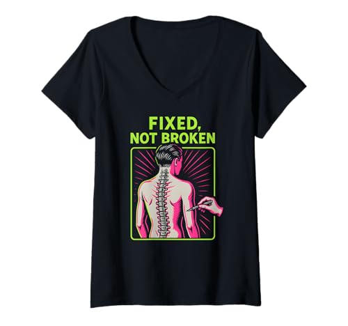 Damen Rückenchirurgie Fixed Not Broken Fun Herren Chirurgie Recovery T-Shirt mit V-Ausschnitt von Doctor Nurse Approved Get Well Surgery Recovery