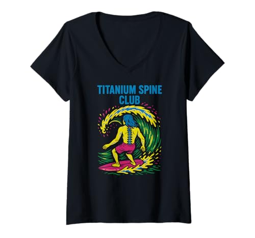 Damen Rückenchirurgie Titanium Spine Club Cool Get Well für Herren T-Shirt mit V-Ausschnitt von Doctor Nurse Approved Get Well Surgery Recovery
