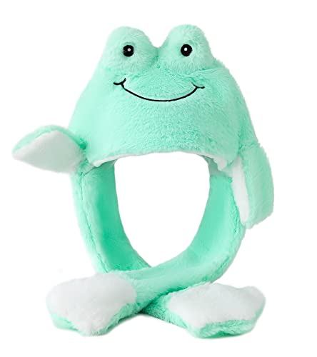 Dodheah Beweglichen Ohren Hut Tiermütze mit Ohren Frosch Cosplay Mütze Ohren Lustige Mütze Weihnachts für Mädchen Erwachsene Frosch von Dodheah