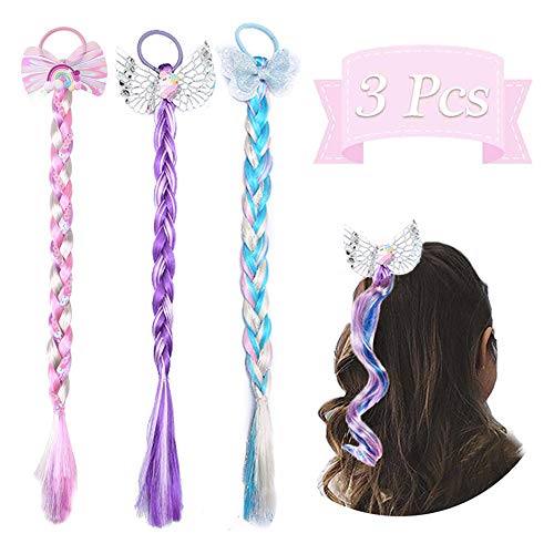 Dodheah Rapunzel Perücke Kinder Einhorn Perücke Zöpfe Haarspange Haarseil Kinder Haarschmuck Mädchen Geschenk für Geburtstagsfeier Cosplay B von Dodheah