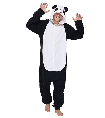 Dodheah Unisex Panda Pyjamas Erwachsene Onesie Halloween Tier Cosplay Kostüm Weihnachten Jumpsuit Einteilige Nachtwäsche Weiß XL von Dodheah