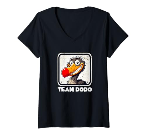 Damen Team Dodo T-Shirt mit V-Ausschnitt von Dodo Designs