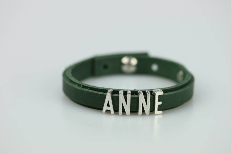 Name Armband Dunkel Grün Leder Personalisierte Schmuck Für Frauen Geburtstagsgeschenk Kinder Namen von DodoLeather