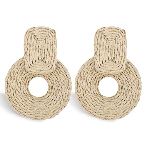 Dodocatie Hängende Rattan-Ohrringe, Schmuck für Frauen, Boho-Statement, handgefertigt, einzigartig, Sommer, tropisch, Stroh, Flechtkorb, Kreis, Ohrringe, modisch, trendig, böhmisch, Strandzubehör Dodocatie Hängende Rattan-Ohrringe, Schmuck für Frauen, Boho-Statement, handgefertigt, einzigartig, Sommer, tropisch, Stroh, Flechtkorb, Kreis, Ohrringe, modisch, trendig, böhmisch, Strandzubehör von Dodocatie