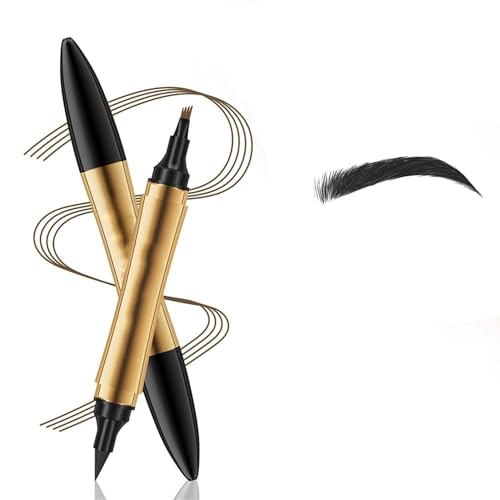 2 in 1 Magic Eyebrow Pencil, 2024 Upgrade 3D Microblading Eyebrow Tattoo Pencil 4 Fork Tip with Eyeliner, Multifunction Double Head Microblading Eyebrow Pencil Waterproof Makeup Tools. (Black) von Doduiu