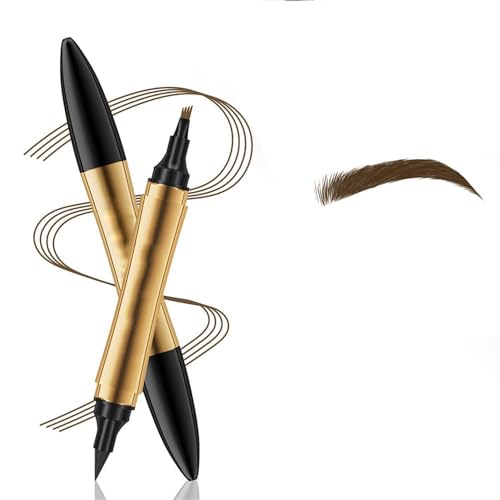 2 in 1 Magic Eyebrow Pencil, 2024 Upgrade 3D Microblading Eyebrow Tattoo Pencil 4 Fork Tip with Eyeliner, Multifunction Double Head Microblading Eyebrow Pencil Waterproof Makeup Tools. (Dark Brown) von Doduiu
