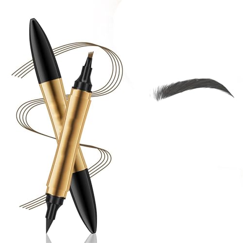 2 in 1 Magic Eyebrow Pencil, 2024 Upgrade 3D Microblading Eyebrow Tattoo Pencil 4 Fork Tip with Eyeliner, Multifunction Double Head Microblading Eyebrow Pencil Waterproof Makeup Tools. (Gray) von Doduiu
