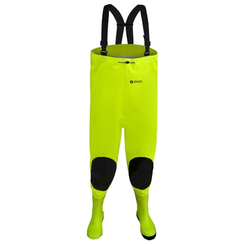 Dönges Wathose Hi-Vis mit S5 Sicherheitsstiefel, Größe 44 (Sicherheitsstiefel Hochwasser Wathose Pionierwasserhose Pionier-hose Kanalarbeiter Anglerhose Arbeitsschutzstiefel) von Dönges