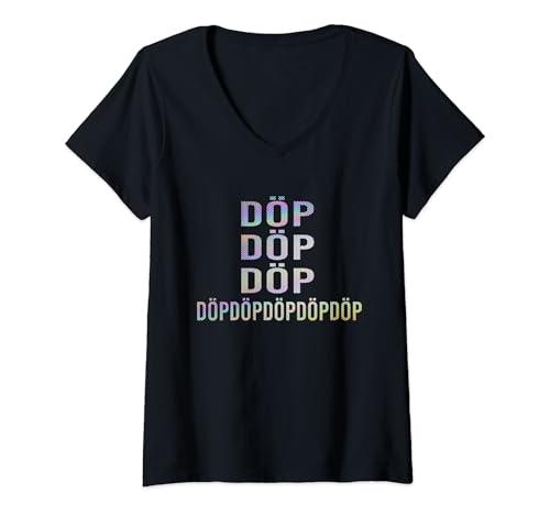 Damen Döp Döp Döp Döpdöpdöpdöpdöp glitch T-Shirt mit V-Ausschnitt von Döp Bass Club Clubbing Hard Bass Jumpstyle Dubstep