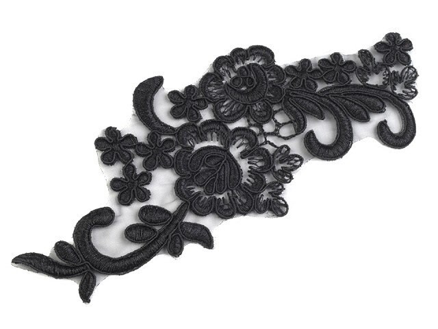 1 Spitze 8x20cm Applikation Aufnäher Stickerei Spitzeneinsatz Schwarz Weiß Grau Nr. 10 von DoertesMasche