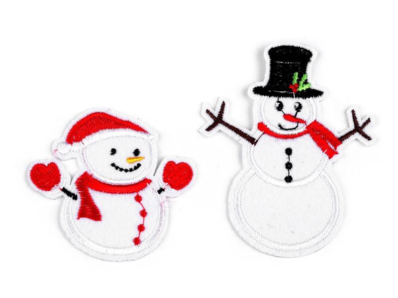 Aufbügler Aufnäher Schneemann 62-78mm Rot Schwarz Applikation von DoertesMasche