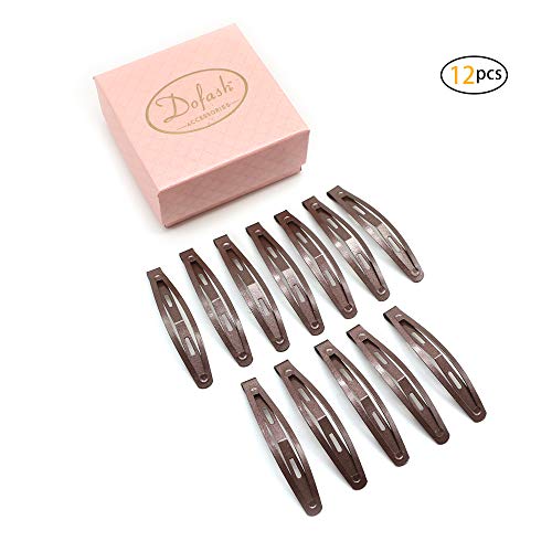 Dofash 2.36IN/6CM Einfache Große Haare Snap Clips Metall Haarspangen Basic Haar Zubehör Für Frauen 12PCS (Braun) von Dofash