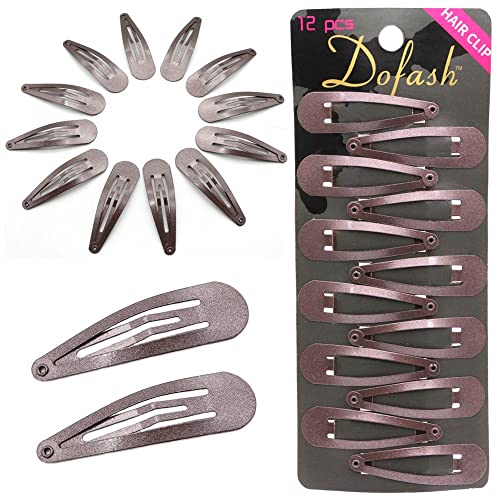 Dofash 12PCS Snap Haarspangen Metall Basic Griffe 5cm Haar Zubehör Mädchen Für Frauen (Braun) von Dofash
