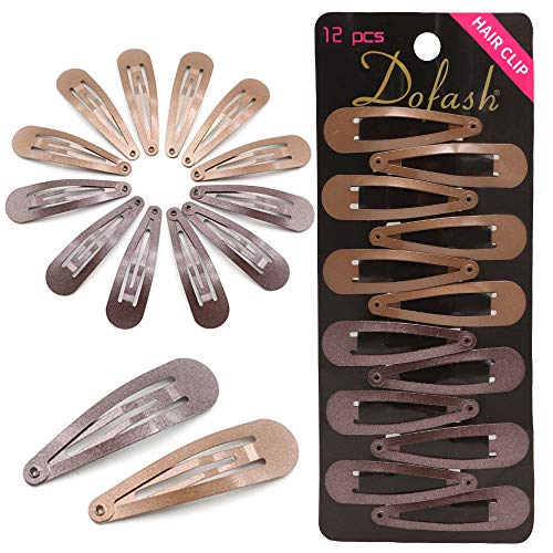 Dofash 2IN/5CM Einfache Stern-Haarspangen Schnapp-Haarspangen Metall-Haarspangen Einfache Haar-Accessoires Haarspangen für Frauen (Dunkelbraun 6PCS + Hellbraun 6PCS) von Dofash