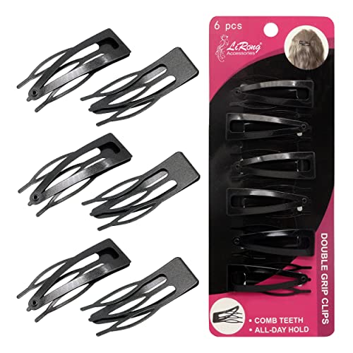 Dofash Double Grip Haarspangen Haarspangen Metall Haarspangen Zubehör Schmetterling Haarspangen für Frauen dünnes Haar (Schwarz 6PCS) von Dofash